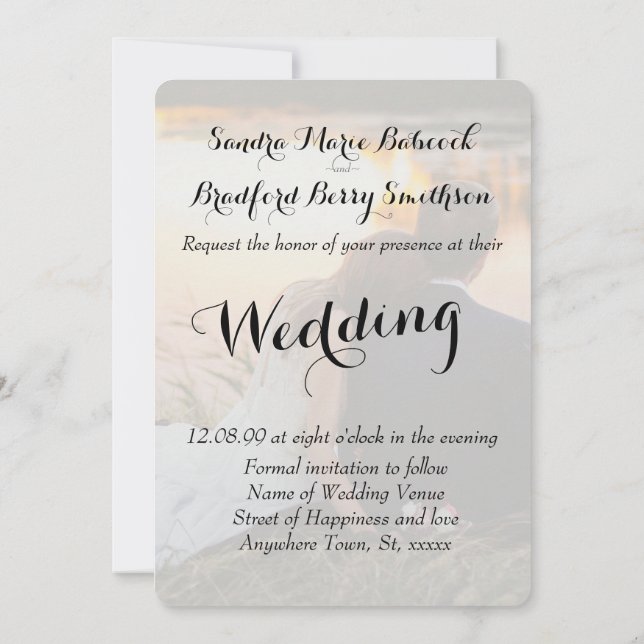 Invitación Elegant Modern Custom  Photo Save The Date Wedding
