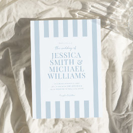 Invitación Elegant Modern Dusty Blue Striped Wedding