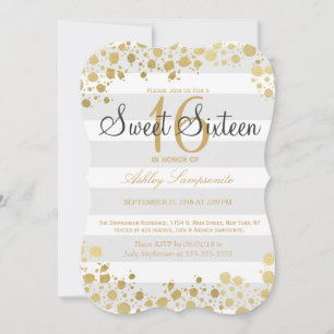 Invitación Elegant Modern Faux Gold Splatters and Stripes
