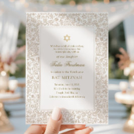 Invitación Elegant Modern Gold Floral Bat Mitzvah 
