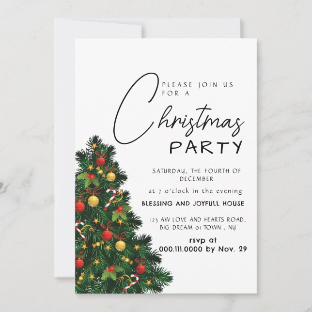Invitación Elegant Modern Joy Christmas Party (Anverso)