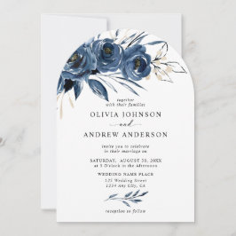 Invitación Elegant Modern Navy Blue Arch Floral Wedding