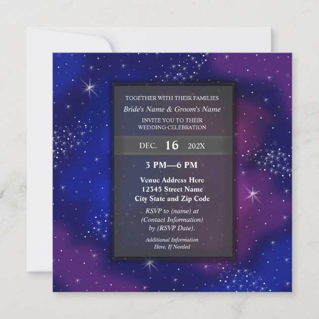 Invitación Elegant Modern Night Sky Galaxy Wedding Party (Anverso)
