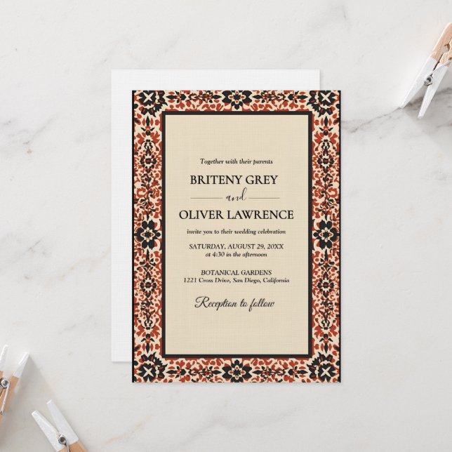 Invitación Elegant modern Papel Picado weeding (Anverso/Reverso In Situ)