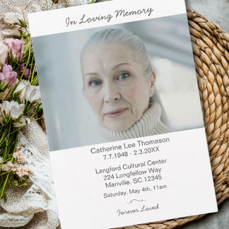 Invitación Elegant Modern Photo Funeral In Loving Memory