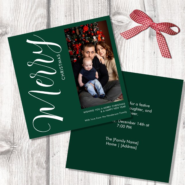 Invitación Elegant Modern Photo Holiday Invitation | Merry  (Subido por el creador)