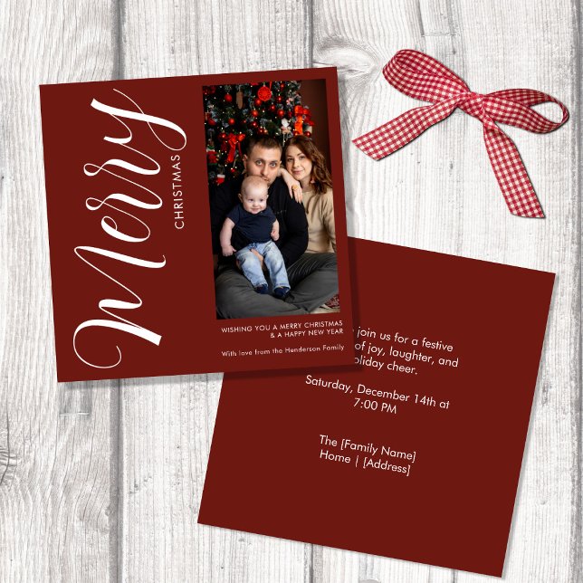 Invitación Elegant Modern Photo Holiday Invitation | Merry  (Subido por el creador)