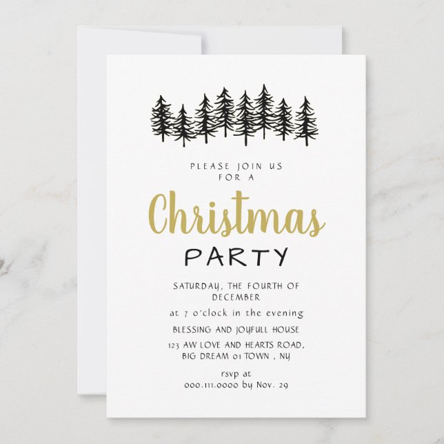 Invitación Elegant Modern Pine Forest Christmas Party (Anverso)