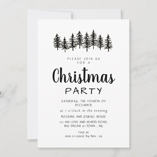 Invitación Elegant Modern Pine Forest Christmas Party (Anverso)