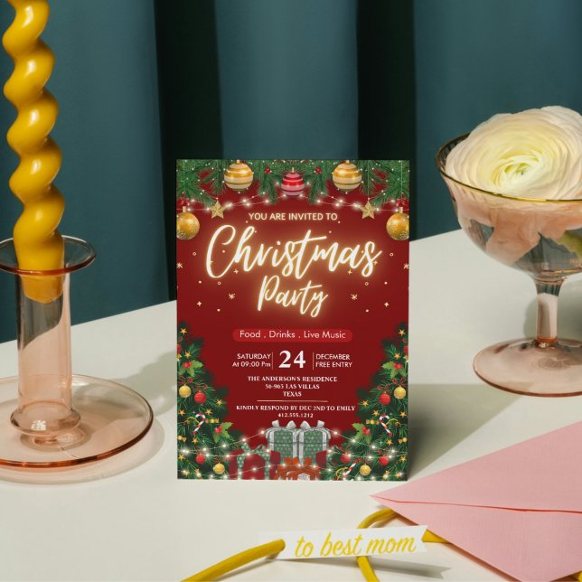 Invitación Elegant Modern Plaid Green Christmas Party  (Elegant Modern Plaid Green Christmas Party Invitation)