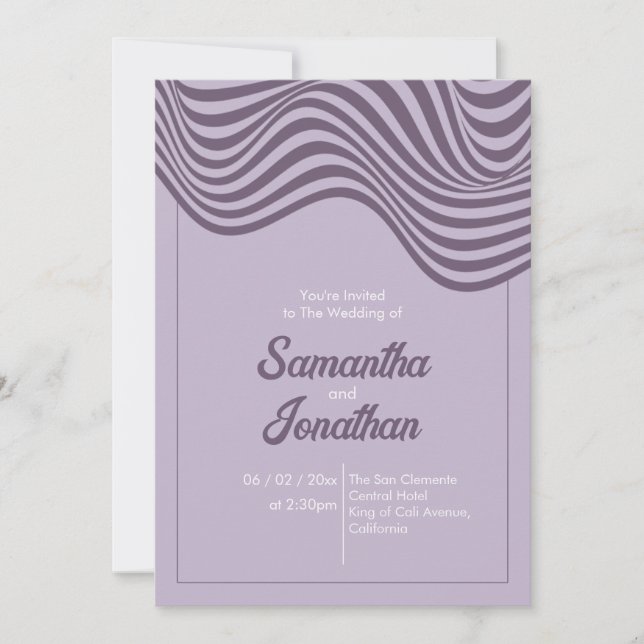 Invitación Elegant Modern Retro Wedding Flowing Wave Pattern (Anverso)
