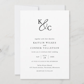 Invitación Elegant Modern Simple Black & White Wedding