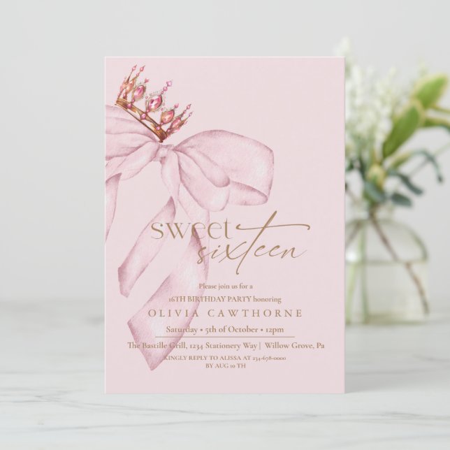 Invitación Elegant & Modern Sweet 16 Blush Pink Birthday  (Anverso de pie)