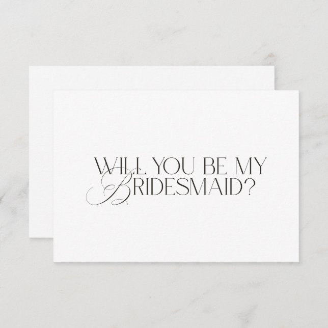 Invitación Elegant Modern White Bridesmaid Proposal Card (Anverso / Reverso)