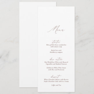 Invitación Elegant Modern White Calligraphy Wedding Menu