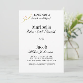 Invitación Elegant Modern White & Formal Wedding
