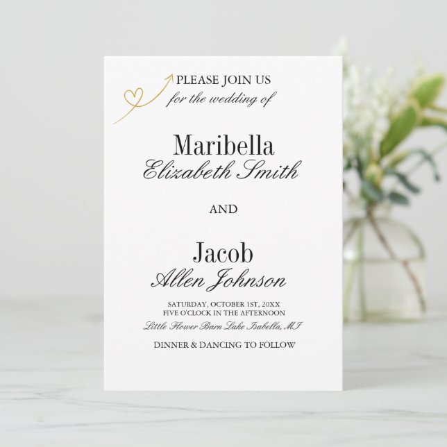Invitación Elegant Modern White & Formal Wedding (Anverso de pie)