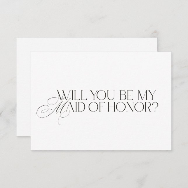 Invitación Elegant Modern White Maid of Honor Proposal Card (Anverso / Reverso)