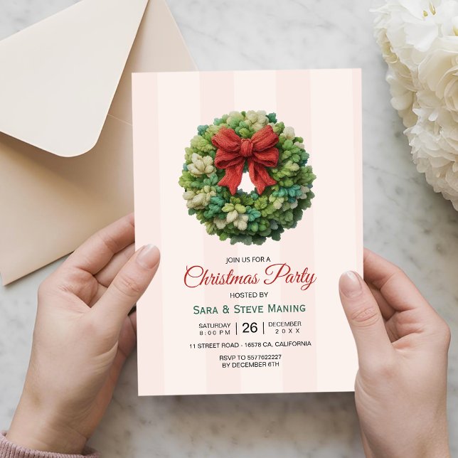 Invitación Elegant modern wreath christmas party (Subido por el creador)