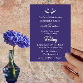 Invitación Elegant Monogram Blue Jewel Tone Wedding