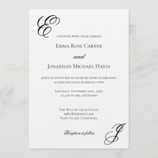 Invitación Elegant Monogram Minimalist Wedding