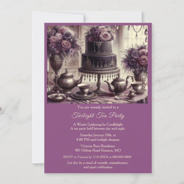 Invitación Elegant Moody Tea Party Invitation (Anverso)