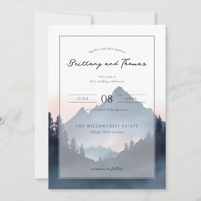 Invitación Elegant Mountain Wedding Invitation (Anverso)