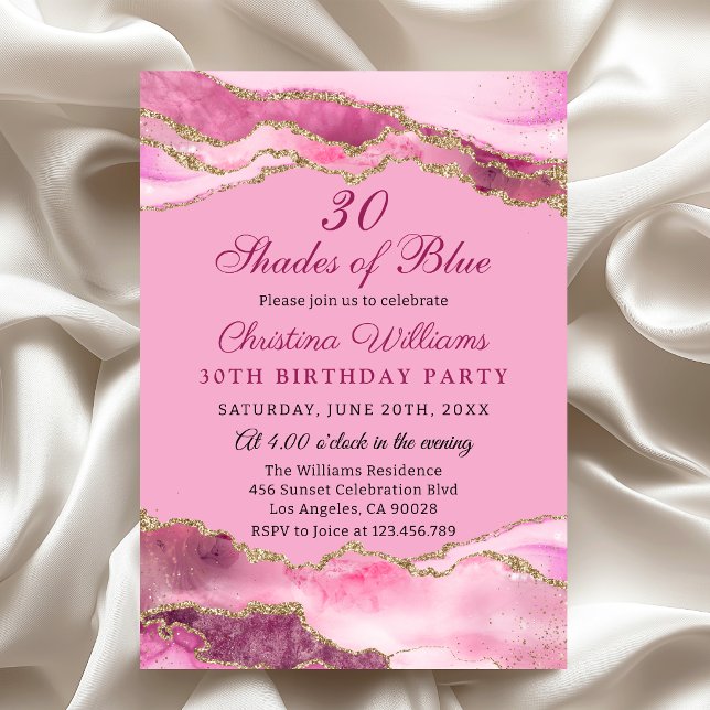 Invitación Elegant & Mpdern Shades of Pink Birthday Party (Elegant Pink and Gold Birthday Party Invitation, Shades of Pink Theme party)