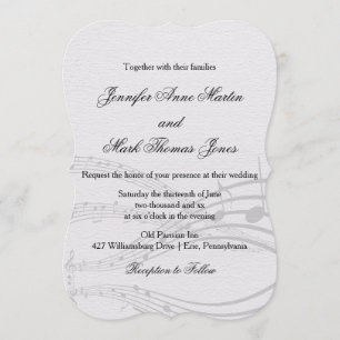 Invitación Elegant Music Notes and Staff on Off White Boda