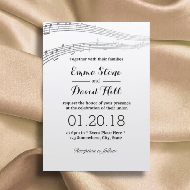Invitación Elegant Music Notes Boda musical (Subido por el creador)