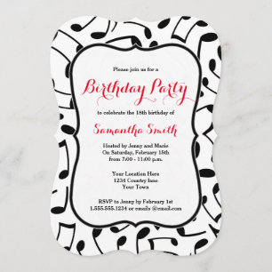 Invitación Elegant Music Notes Thamed Birthday Party Invite