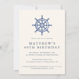 Invitación Elegant Nautical Ships Wheel Adult Birthday Party 