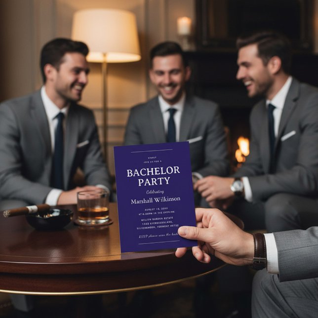 Invitación Elegant Navy Blue Bachelor Party  QR Code (Subido por el creador)