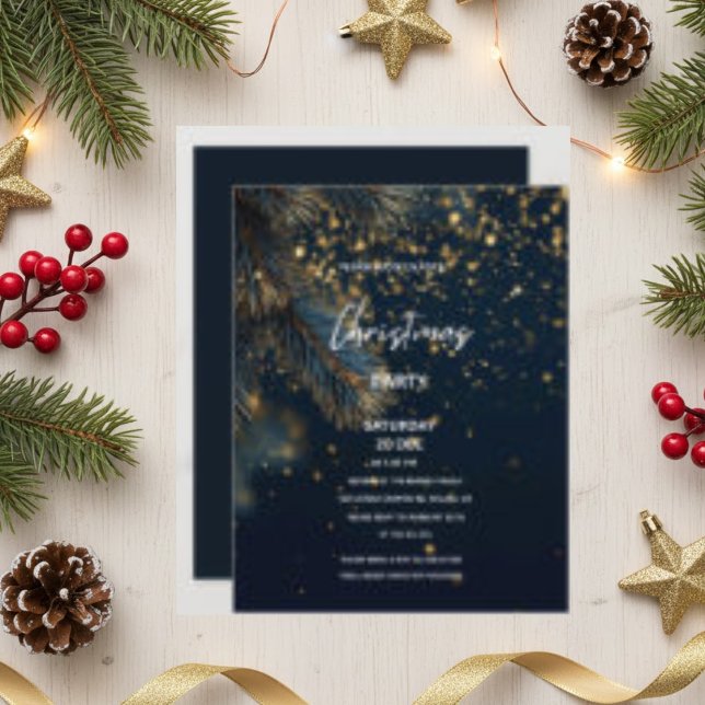 Invitación Elegant Navy Blue & Gold Glitter Party Christmas (Subido por el creador)