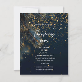 Invitación Elegant Navy Blue & Gold Glitter Party Christmas