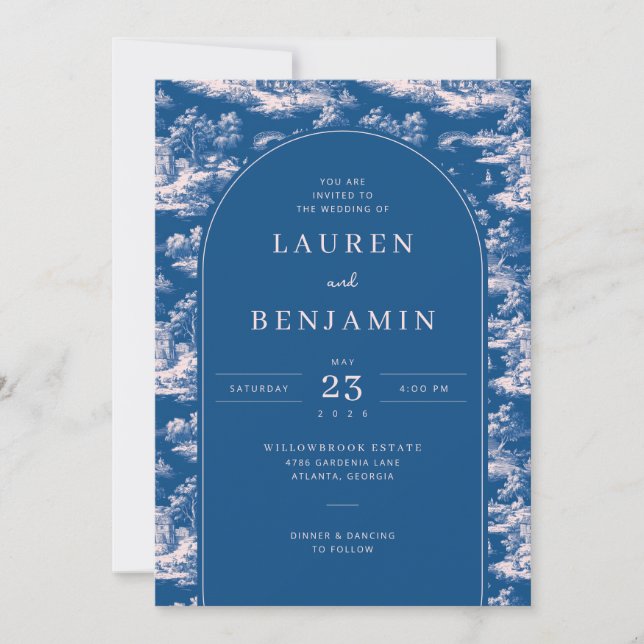 Invitación Elegant Navy Blue Landscape (Anverso)