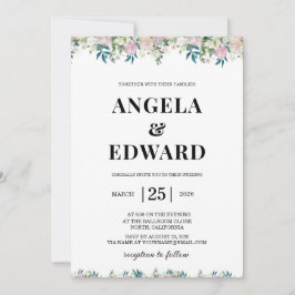 Invitación Elegant Navy Blush Pink Wedding Invitation