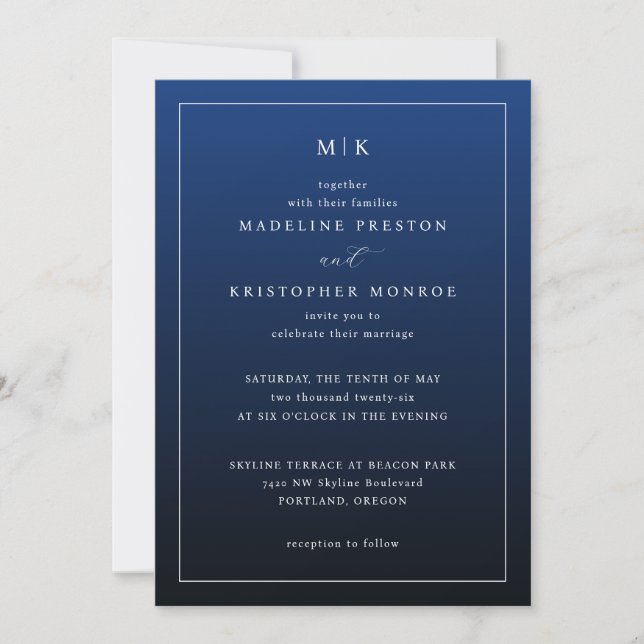 Invitación Elegant Navy Minimalist Invitations (Anverso)