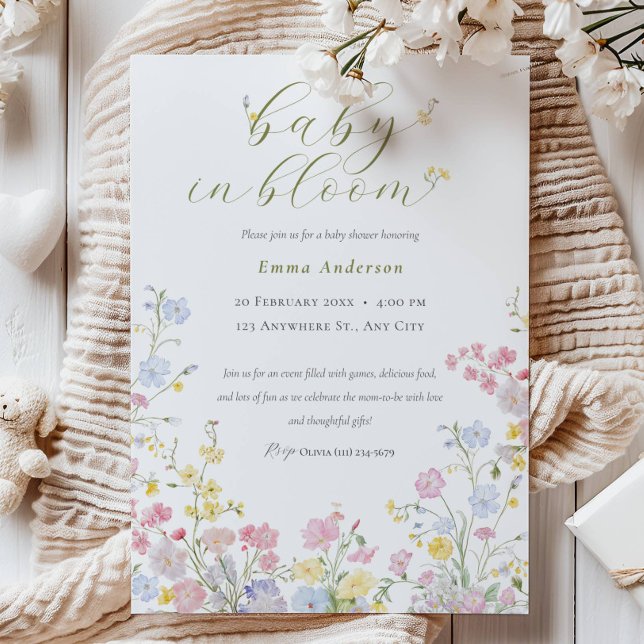 Invitación Elegant Neutral Baby in Bloom Baby Shower (Subido por el creador)