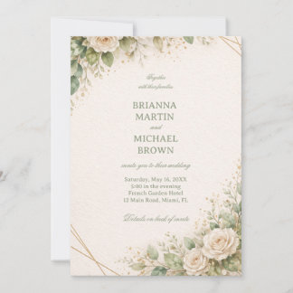 Invitación Elegant Neutral Floral Greenery