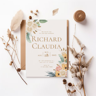 Invitación Elegant Neutral Floral Wedding Invitation