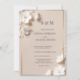 Invitación Elegant Neutral Magnolia White Floral Wedding 