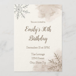 Invitación Elegant Neutral Winter 30th Birthday Invitation