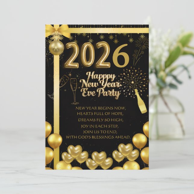 Invitación Elegant New Year Eve Party Invitation Card (Anverso de pie)
