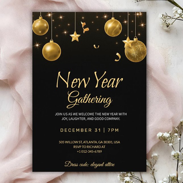 Invitación Elegant new year gathering party Invitation (Subido por el creador)