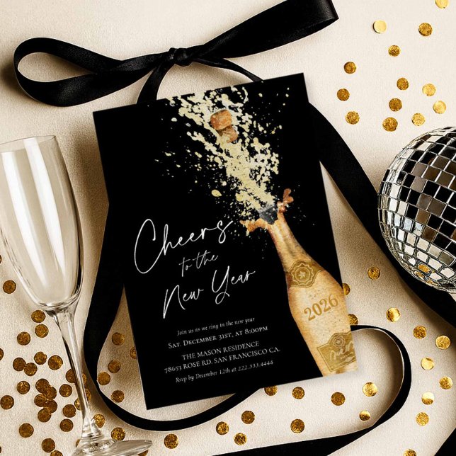 Invitación Elegant New Year Party Invitation (Elegant New Years Party Invitation)