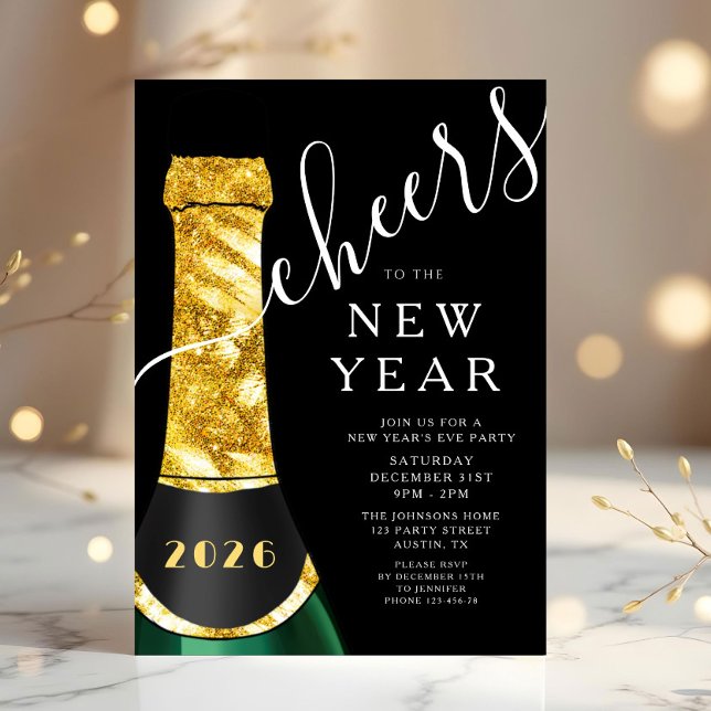 Invitación Elegant New Year's Eve Party (Elegant New Year's Eve Party Invitation)