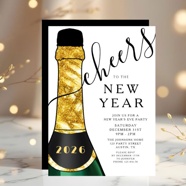 Invitación Elegant New Year's Eve Party (Elegant New Year's Eve Party Invitation)