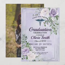 Invitación Elegant Nursing Graduation Invitation Photo | RN B