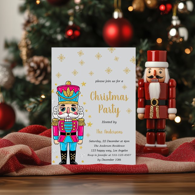 Invitación Elegant Nutcracker Christmas Party | Gold Glitter  (Subido por el creador)